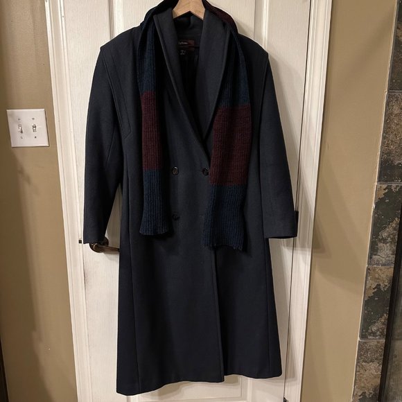 Stephanie Matthews | VTG Blue Wool Long Floor Length Double Breasted Pea Coat 12 - Picture 2 of 12